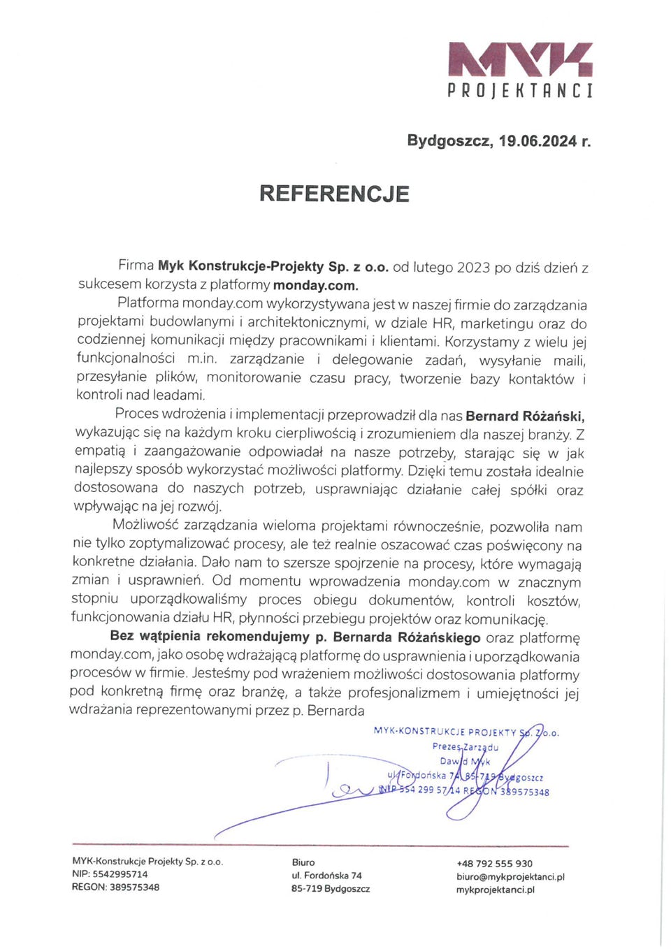 referencja Myk Projektanci